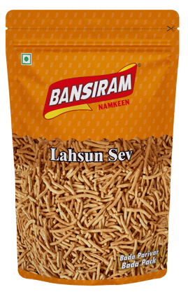 BANSIRAM LAHSUN SEV STANDEE PACK 375GM (NAMKEEN)