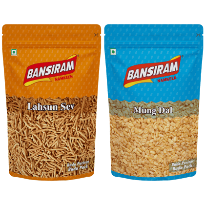 Bansiram Namkeen Lahsun Sev (375g) & Mung Dal (350g) Combo Pack - 725 gm