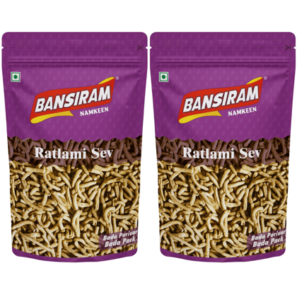 BANSI RAM Namkeen Ratlami Sev (Pack of 2 X 400 g) 800 gm