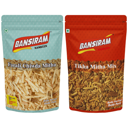 Bansiram Namkeen Farali Chiwda Mitha (350 g) & Thika Mitha Mix (400 g)