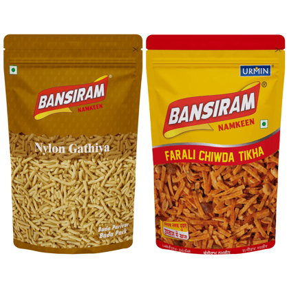 Bansiram Namkeen Naylon Gathiya (400 g) & Farali Chiwda Tikha (350 g)