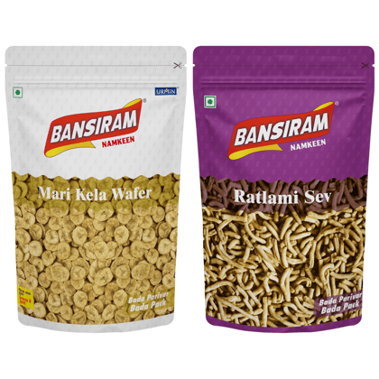 Bansiram Namkeen Mari Kela Wafer (350 g) & Ratlami Sev (400 g)
