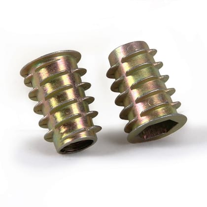 AS RETAILS Zinc Alloy Thread for Wood Insert Nut Flanged Hex Drive Head Furniture Nuts HW058, M6 x 8 mm, 10 Pieces