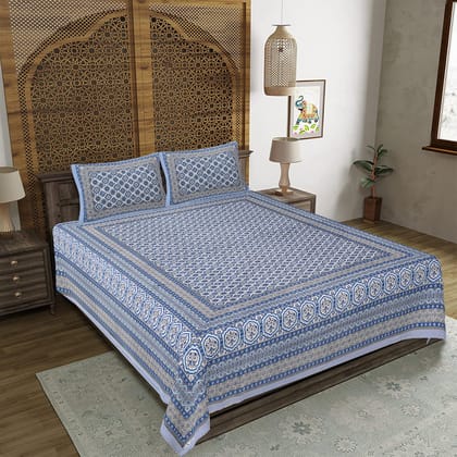 King Size Cotton Double Bedsheet (93x108 inches) with 2 Pillow Covers-(DGDB-Bubbles)