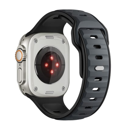 Premium Aspro Silicone Sports Bands By iSerieshub Compatible For Apple Watch-Black Midnight / 49 - 46 - 45 - 44MM