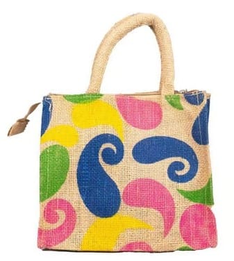 Colorful Paisley Printed Jute Tote Bag - Eco-Friendly & Stylish