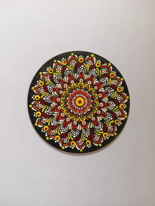 Hand-Painted Mandala Art on Black Background