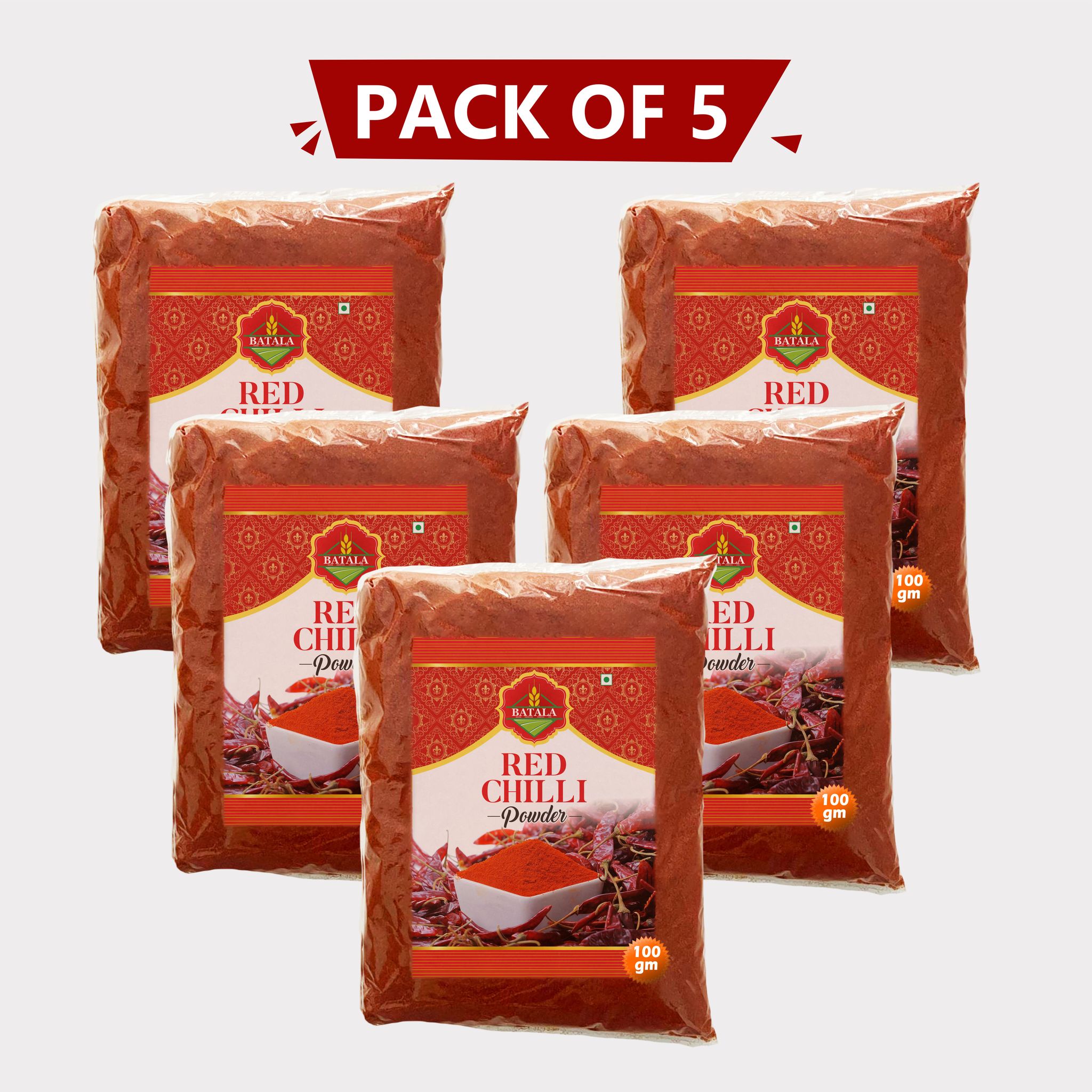 Red Chilli Powder (100 gm), pack of 5