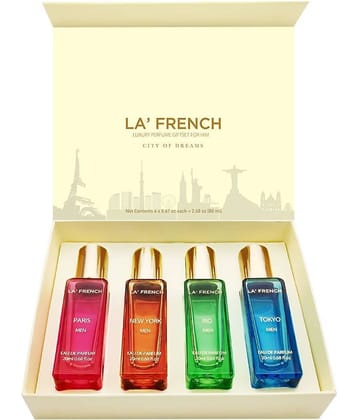 LA FRENCH - City of dreams Gift Set (Cream) Eau De Parfum (EDP) For Men 80ml ( Pack of 1 )