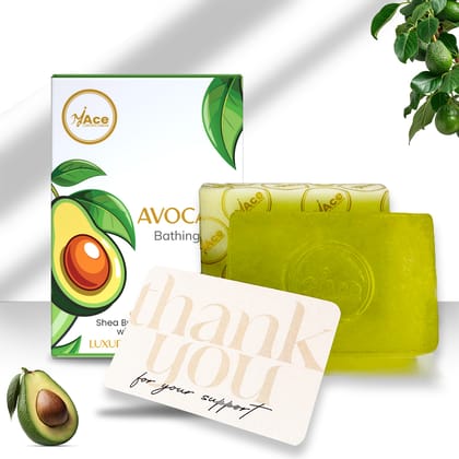 MyAce Handcrafted Herbal Avocado Bathing Bar with Shea Butter & Vitamin E Gentle Cleanser SLES Free Pack of 1
