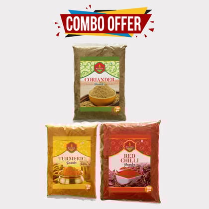 Combo Pack of Turmeric, Coriander and Chilli Powder