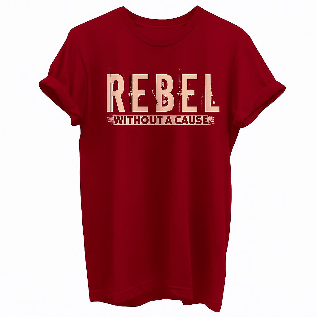 Men's Cotton Graphic Printed T-Shirt – "REBEL WITHOUT A CAUSE" | Round Neck | Half Sleeve | Casual Wear