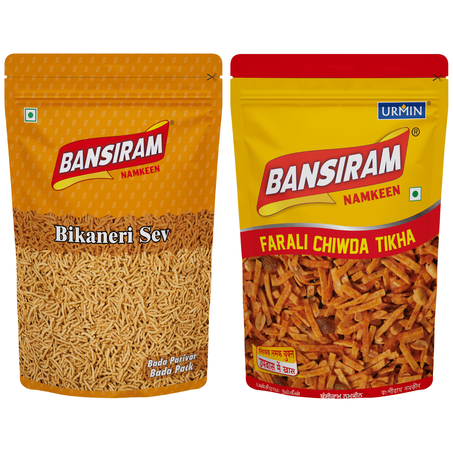 Bansiram Namkeen Bikaneri Sev (375 g) & Faradi Chiwda Tikha (350 g)