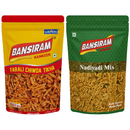 Bansiram Namkeen Farali Chiwda Tikha (350 g) & Nadiyadi Mix (400 g)