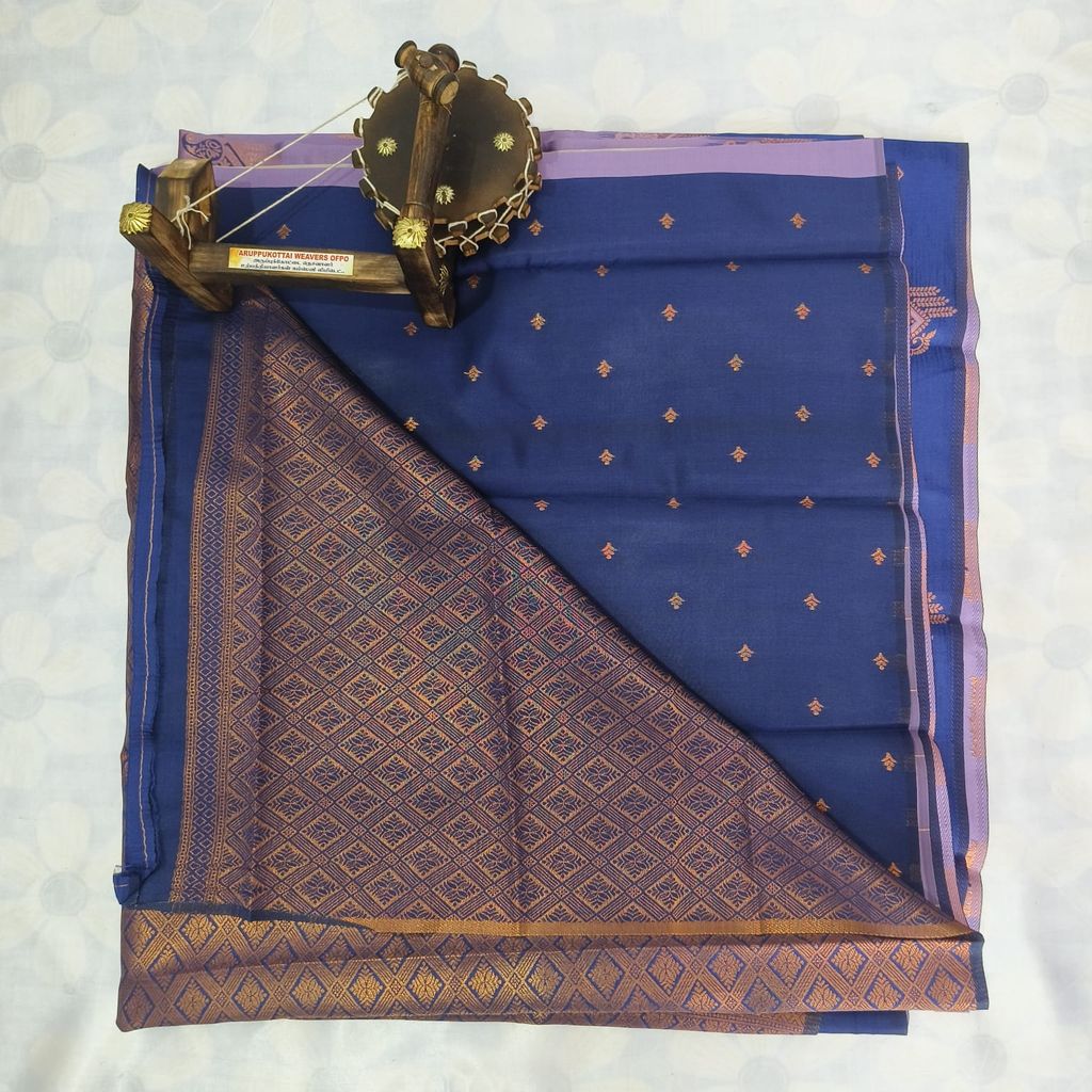 Rich Kubera Silk Cottton Saree with Blouse-Lavender