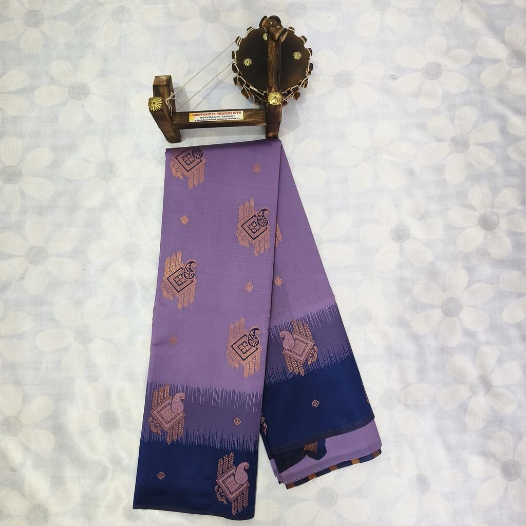 Rich Kubera Silk Cottton Saree with Blouse-Lavender