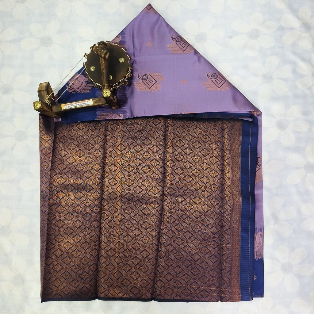 Rich Kubera Silk Cottton Saree with Blouse-Lavender