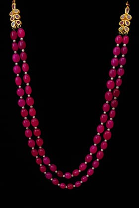 Elegant Ruby Bead Necklace with Pearl Accents Elegant Ruby Bead Necklace with Pearl Accents