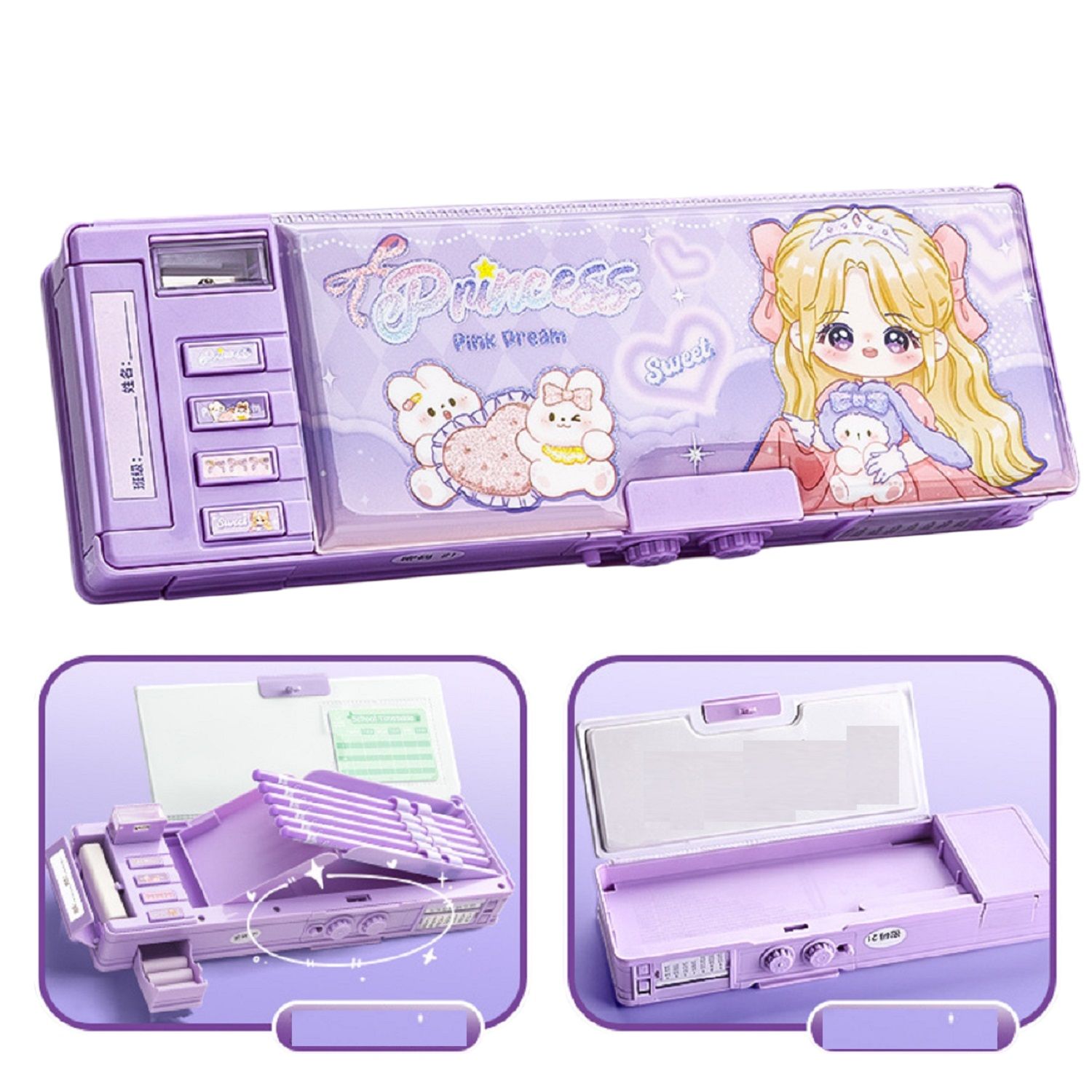 KTRS ENTERPRISE Pencil Case Cartoon Large Capacity Writing Case Multi-function Code Lock Pencil Case