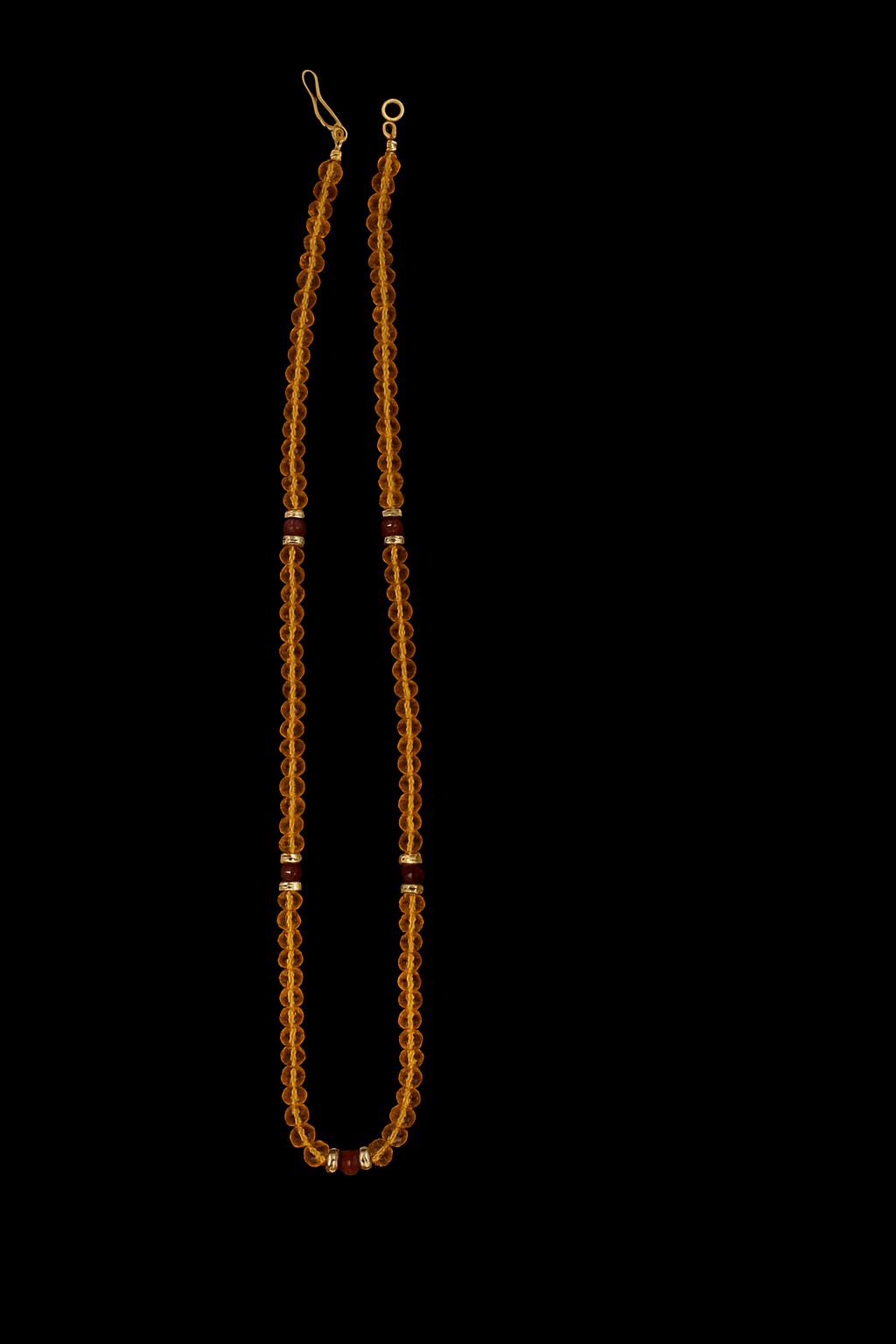 Amber Radiance Beaded Necklace with Gold Accents