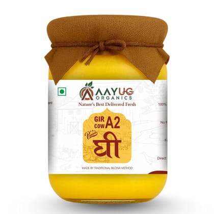 Aayug A2 Gir Cow Ghee | Traditional Bilona Method A2 Cow Ghee | Grassfed, Pure and Healthy Gir Cow Ghee