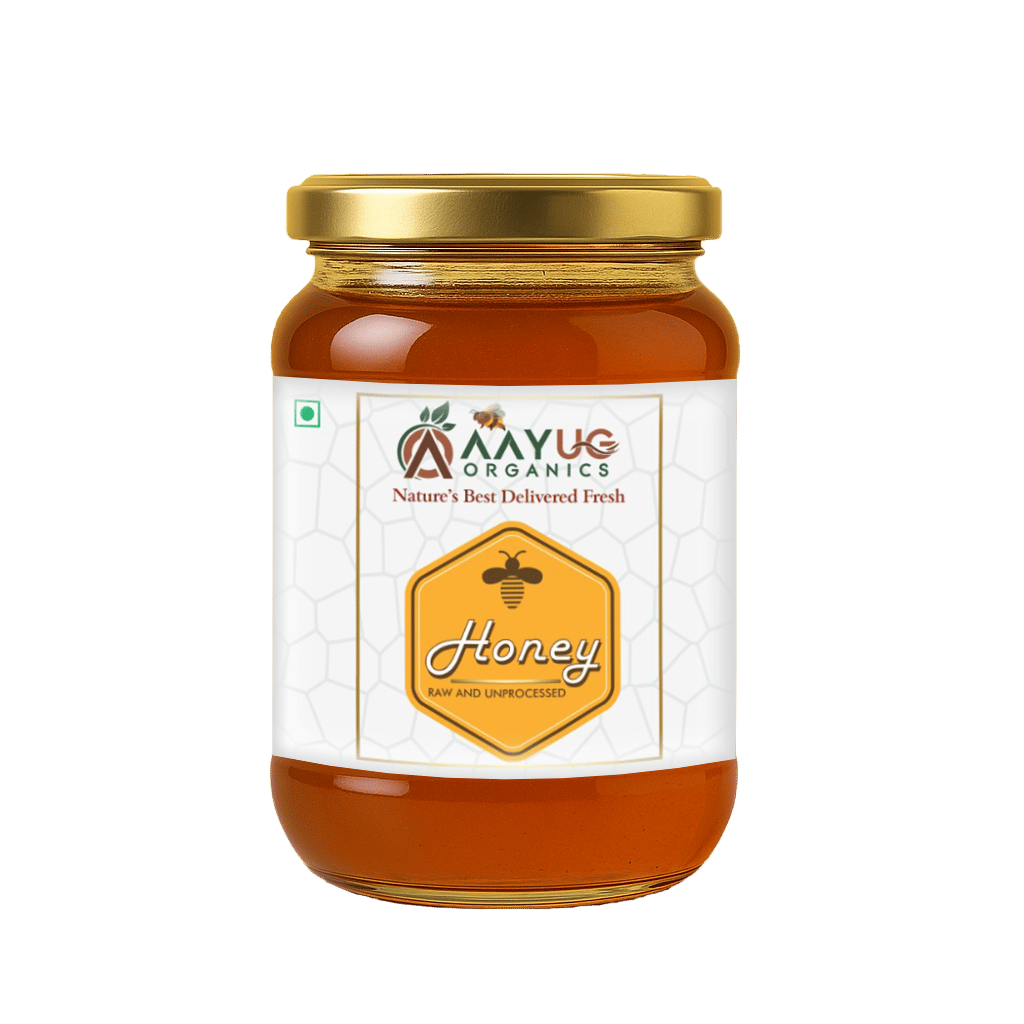 Aayug Raw Honey, 100% Pure and Unprocessed, Wild Forest Organic Honey (500 gm)