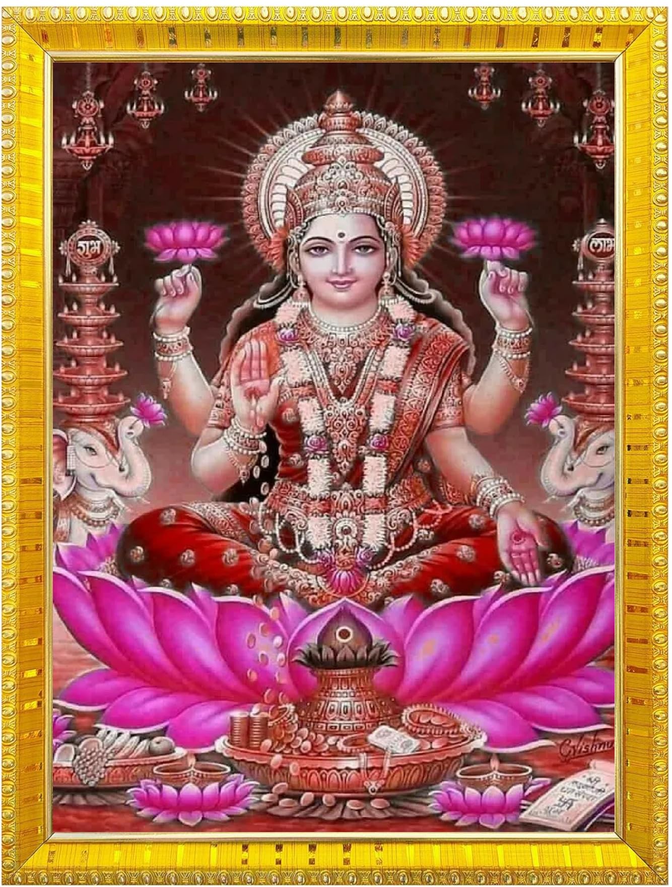 NOKKES Laxmi Devi Maa Mata Photo Frames Religious Photo frame 5X7 Inch Photo Frame_W58