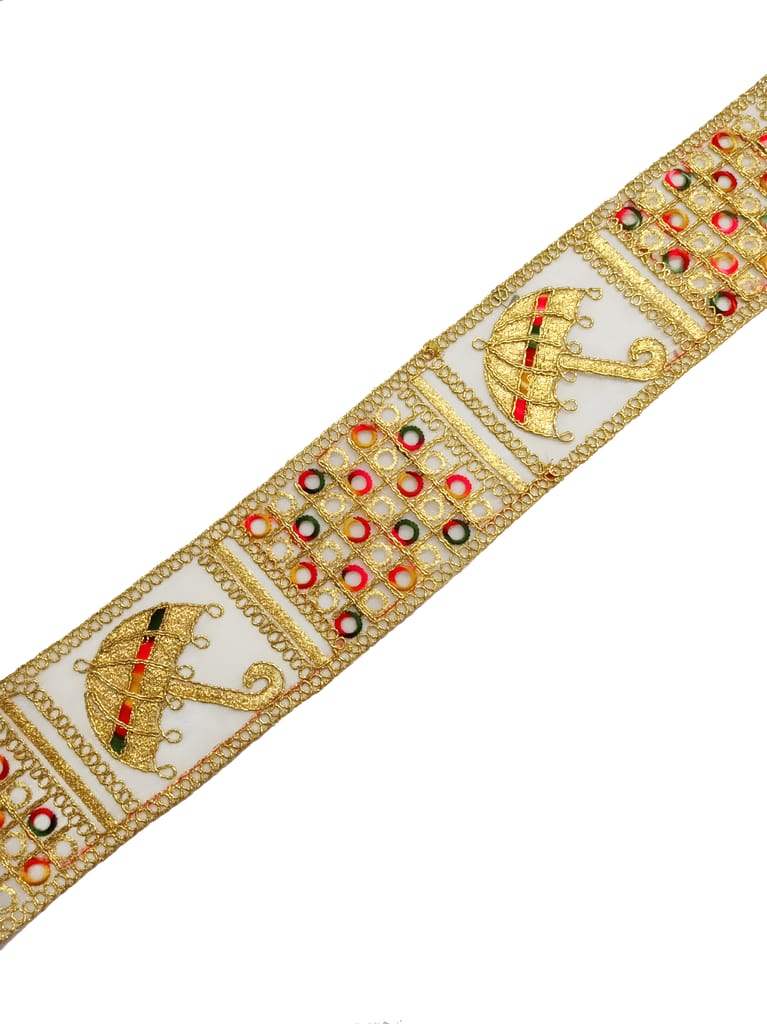 Sewing Border Umbrella Gold and Multi Color Designer Saree Lace Blouse Lehenga, Dupatta, Suit, Anarkali Border,Indian Lace sarees/lehenga/suits/blouses/duppatta/chunri/art craft use,7.62 cm width 9 Mtr Pack