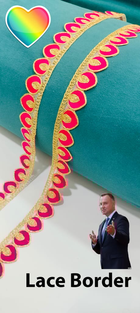 Laces Borders Material Gota Patti Sewing Embroidery Ribbon Trim Cutwork Golden zari Fabric Decoration Craft Clothes 9Meter For Saree Suit Bridal Dupatta Blouse Dress Choli Lehenga Anarkali Hijab Gown Kurti. (Pink)