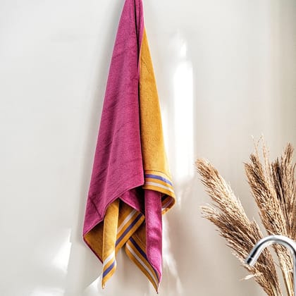 DDECOR - Zest Collection 100% Cotton Bomboo Plains And Textures Pattern 500TC Bath Towel |75 CM X 150 CM| - Multi