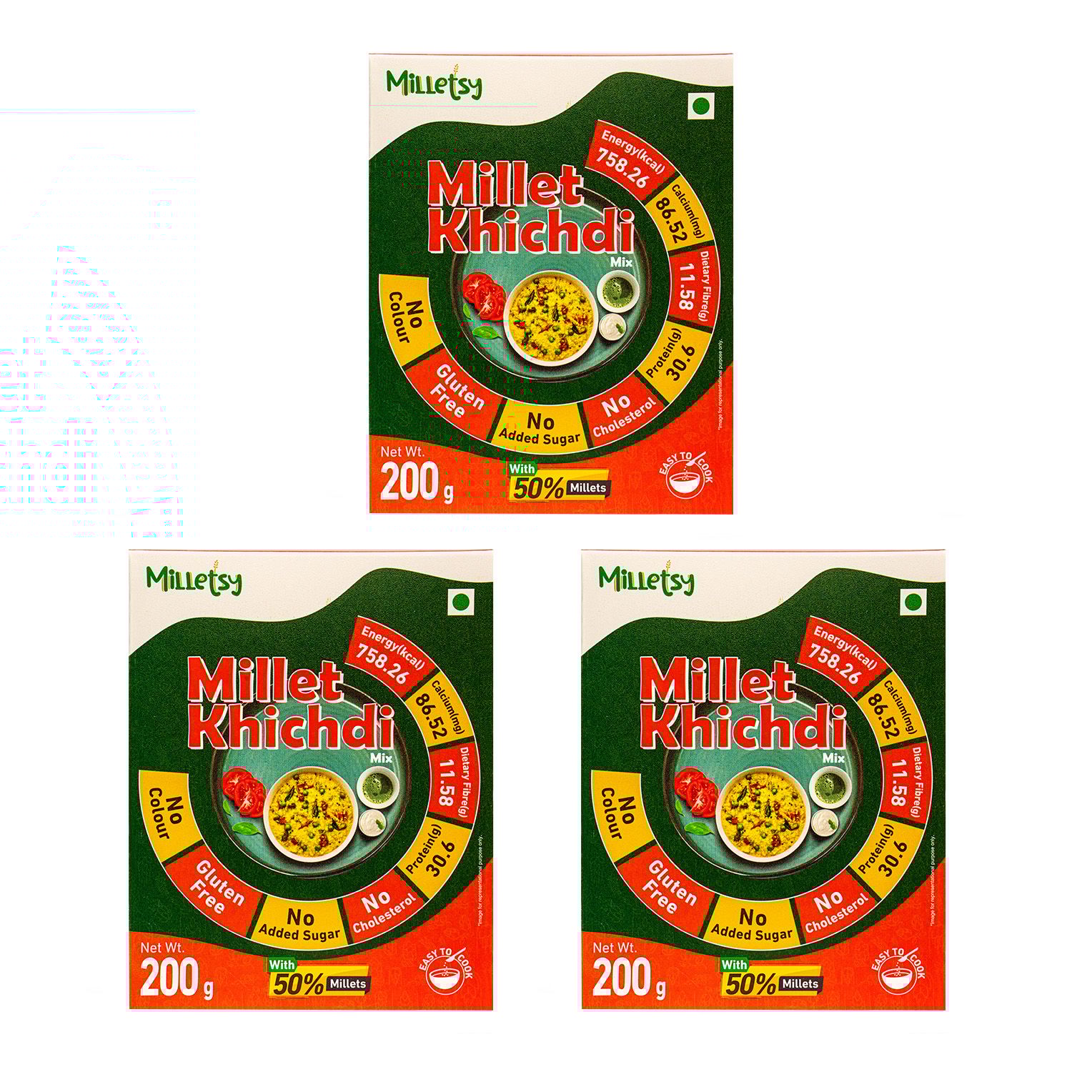 Milletsy Millet Khichdi Instant Mix Pack of 3| 200 gm each