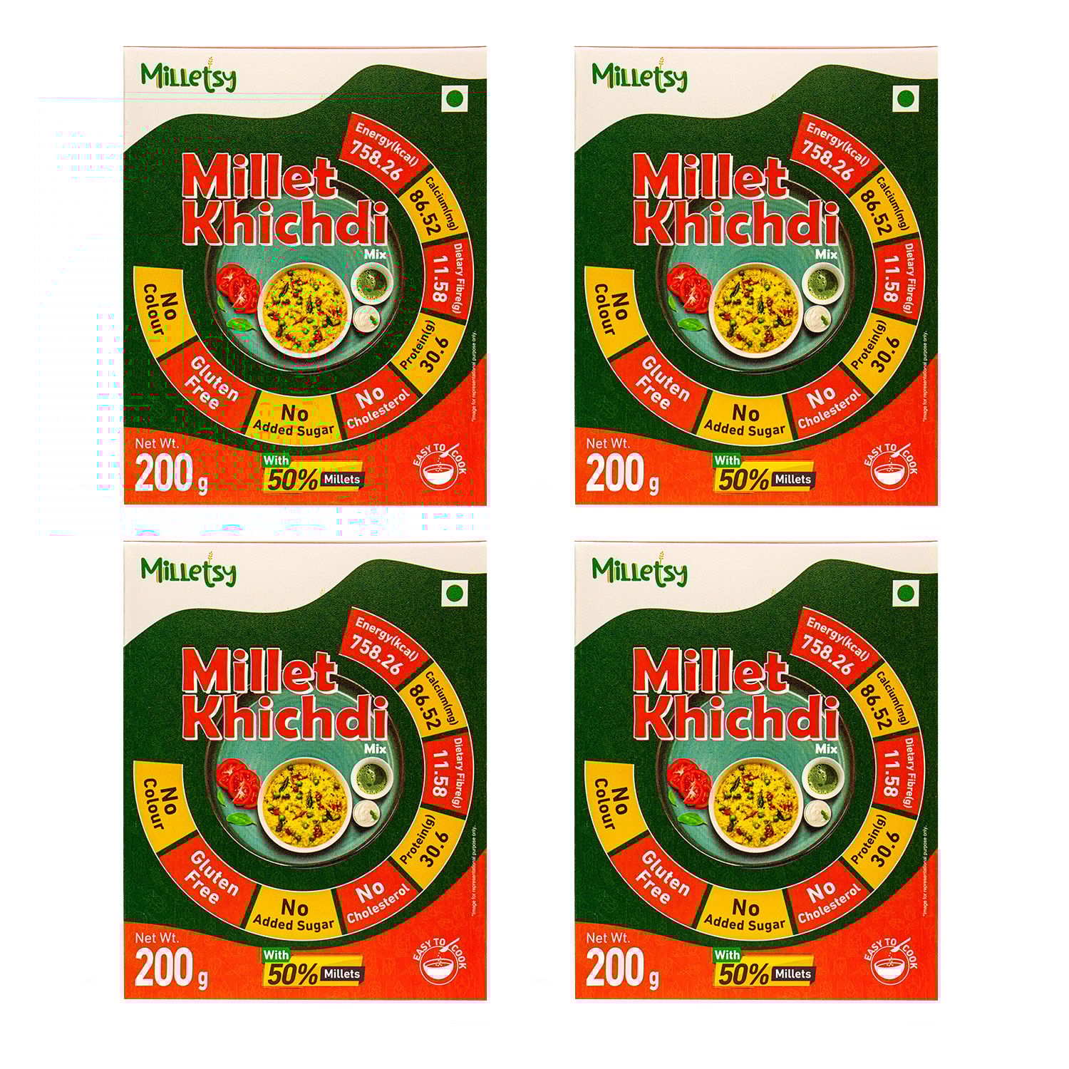 Milletsy Millet Khichdi Instant Mix Pack of 4| 200 gm each