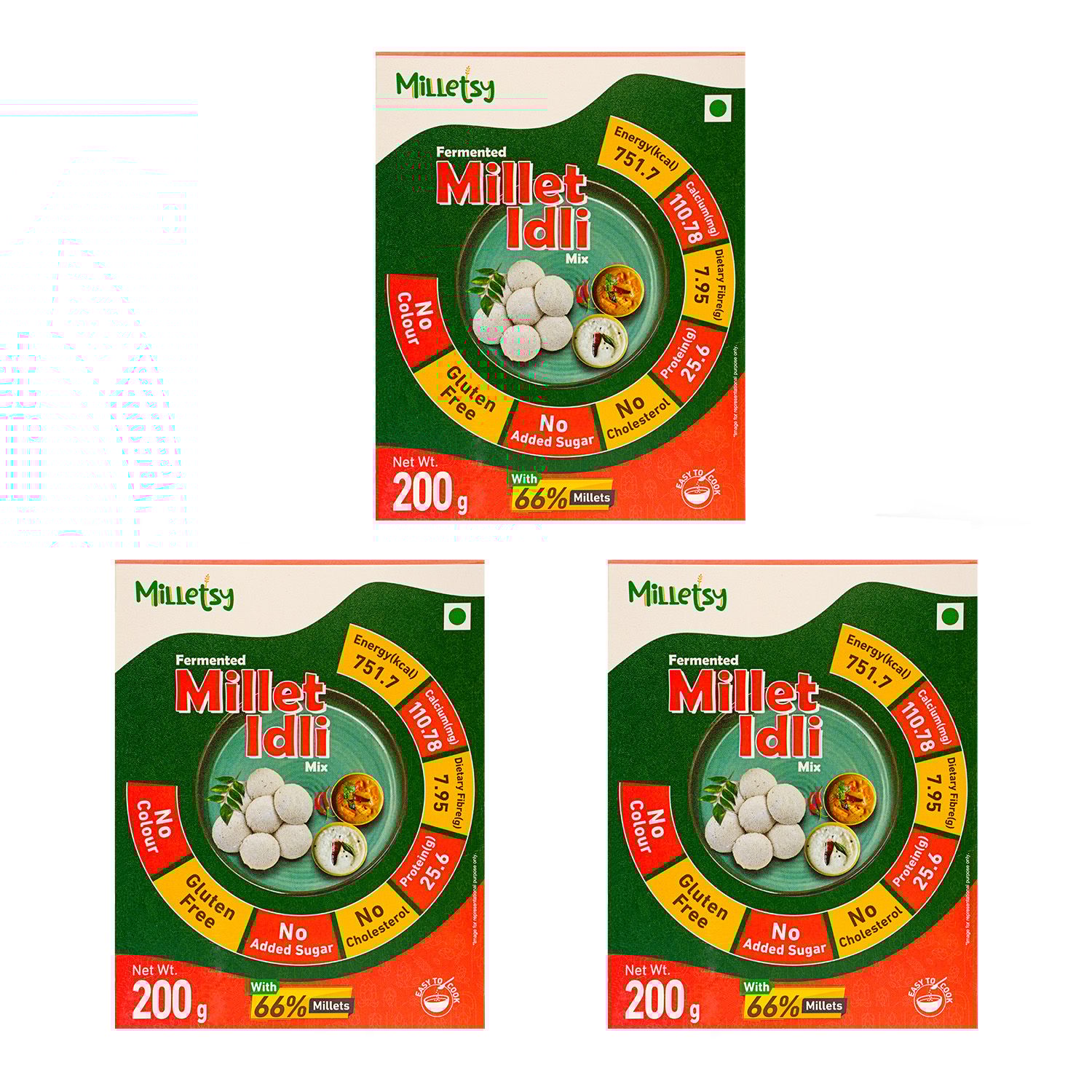 Milletsy Millet Idli Instant Mix Pack of 3 | 200 g each