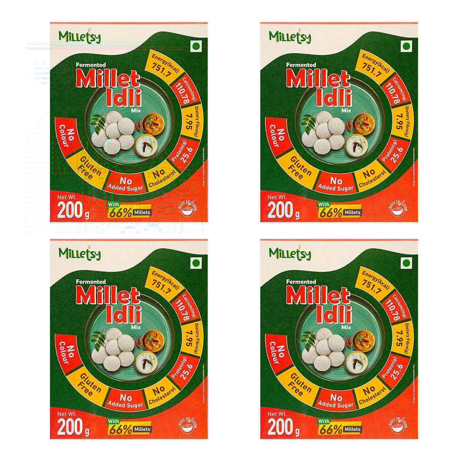 Milletsy Millet Idli Instant Mix Pack of 4 | 200 g each