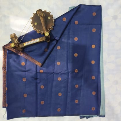 Rich Kubera Silk Cottton Saree&nbsp;with Blouse -Blue