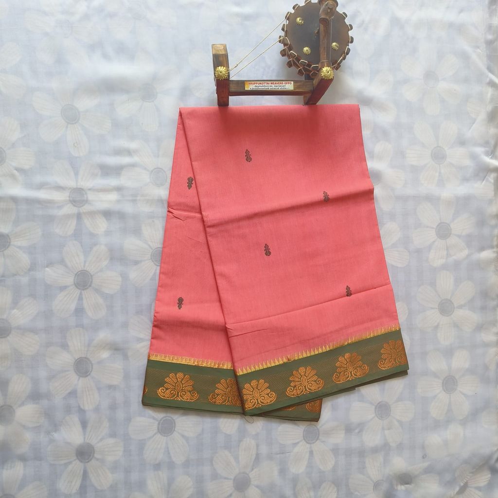 Cotton Saree without Blouse -Flower Border