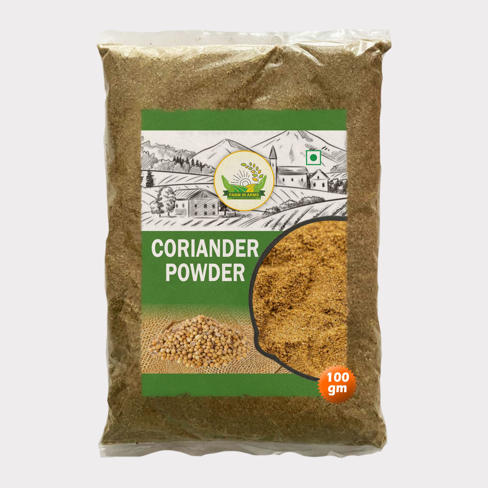 Coriander Powder 100gm | Arms Krishi by Handpicked Seeds, Pure Goodness. 