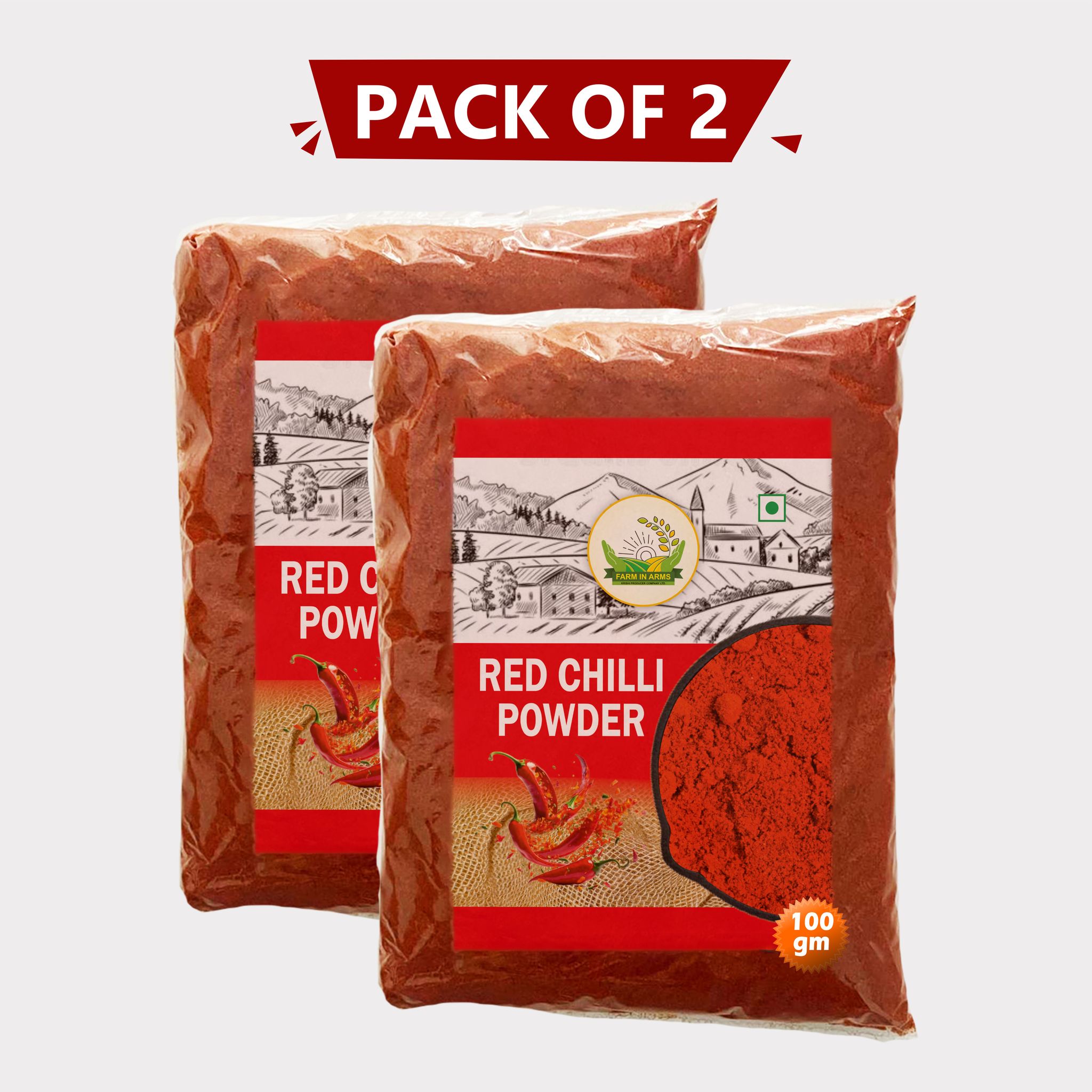 Red Chilli Powder 100gm (Pack of 2) by Arms Krishi Pure Red Chilli Powder - Spicy, Vibrant & Authentic. 