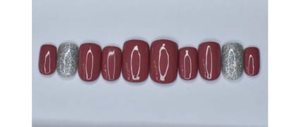 Glossy Rose Holographic Silver Glitter Fake Nails Glossy Rose Holographic Silver Glitter Fake Nails