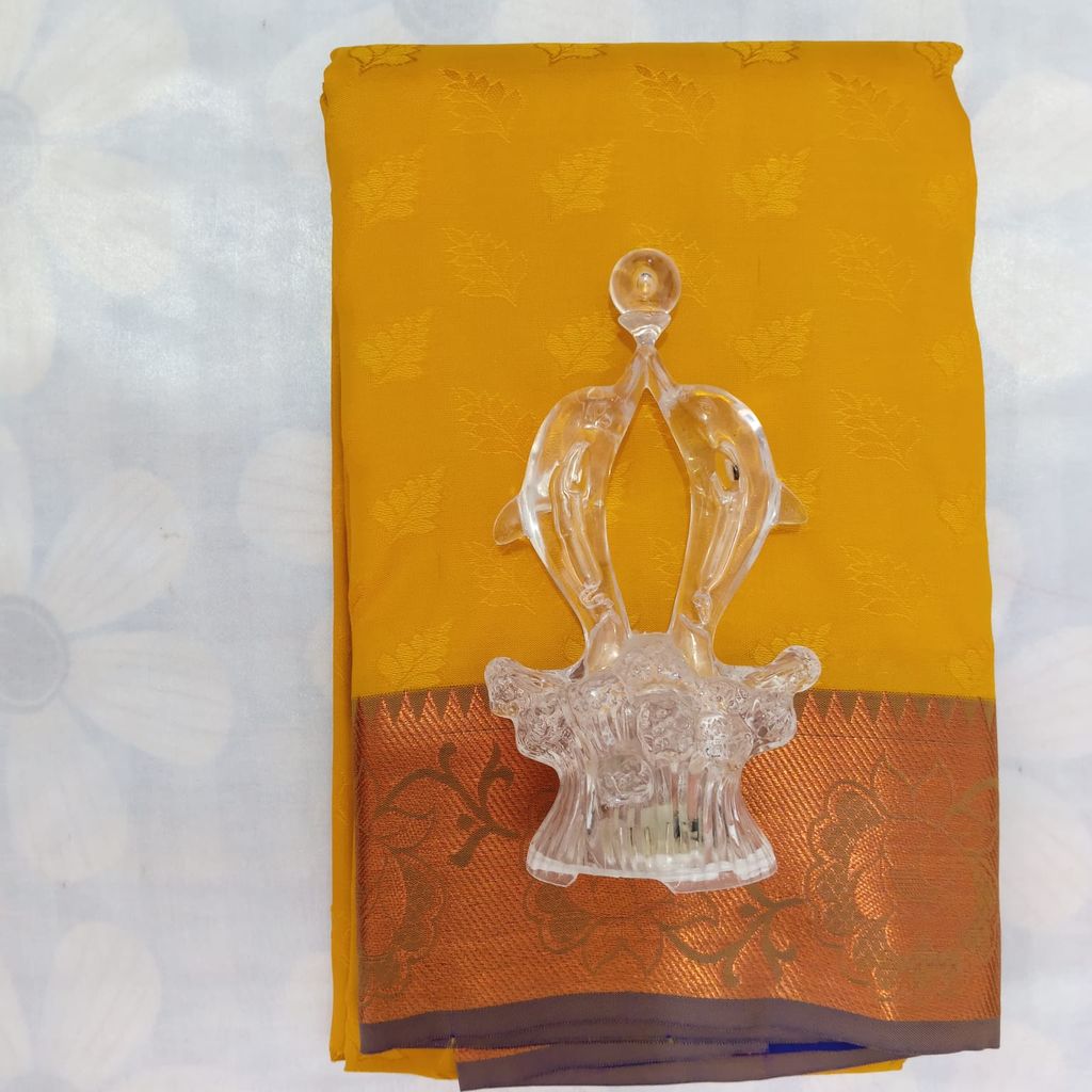 Poonthamil Silk Cotton Saree with Blouse - Yellow