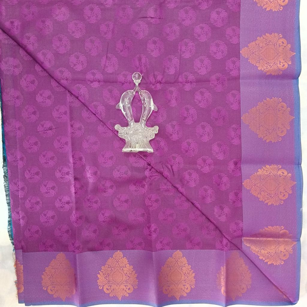 Poonthamil Silk Cotton Saree with Blouse - Mulberry color