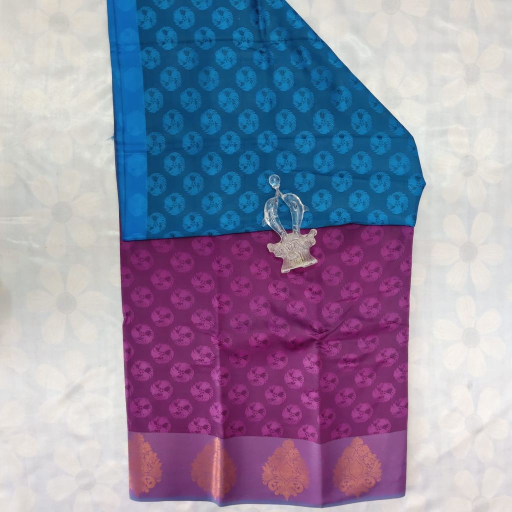 Poonthamil Silk Cotton Saree with Blouse - Mulberry color