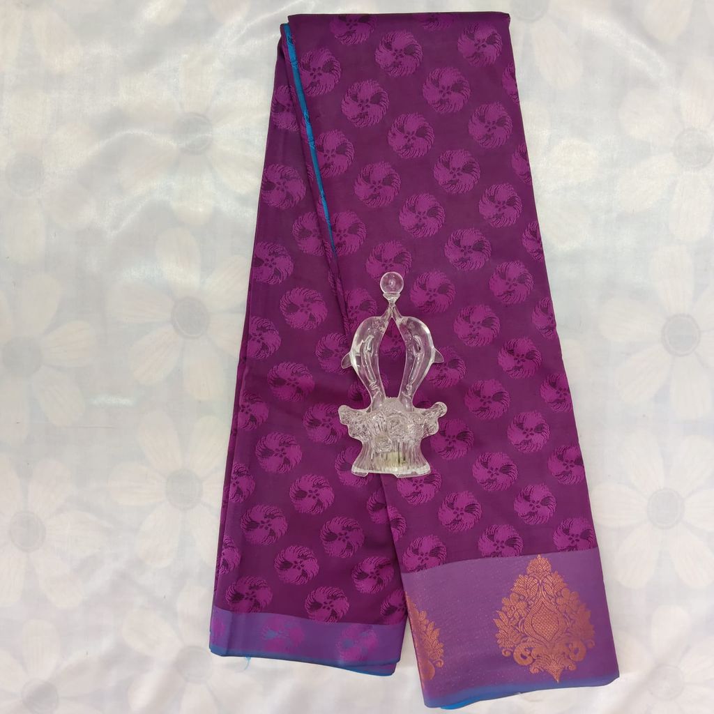 Poonthamil Silk Cotton Saree with Blouse - Mulberry color