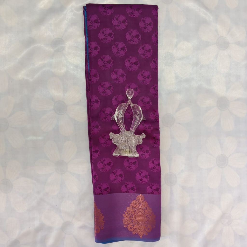 Poonthamil Silk Cotton Saree with Blouse - Mulberry color