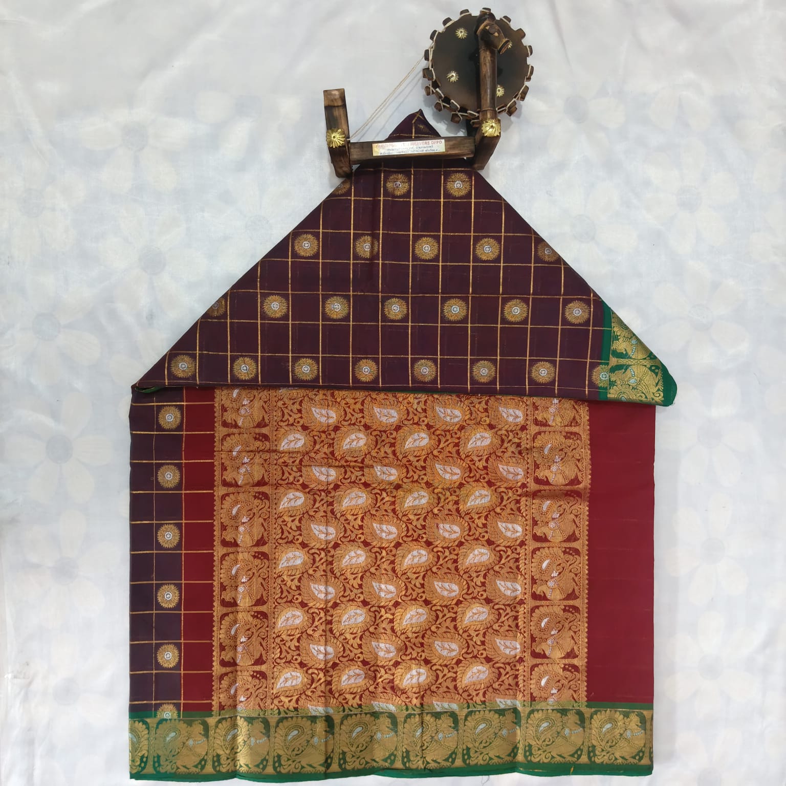 1000 Putta Original Cotton Saree with Blouse - Brown