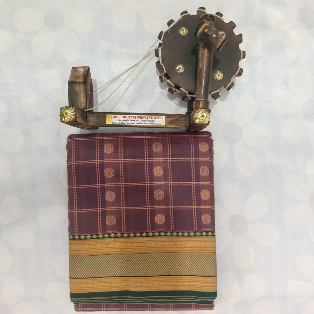 1000 Putta Original Cotton Saree with Blouse - Chestnut