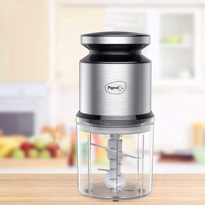 Pigeon Ultra Fast Electric 400 Watts Electric Chopper For Kitchen, Twin Blade Technology, 600 Ml 'Chop-N-Store' Plastic Bowl With Lid, Vegetable Chopper