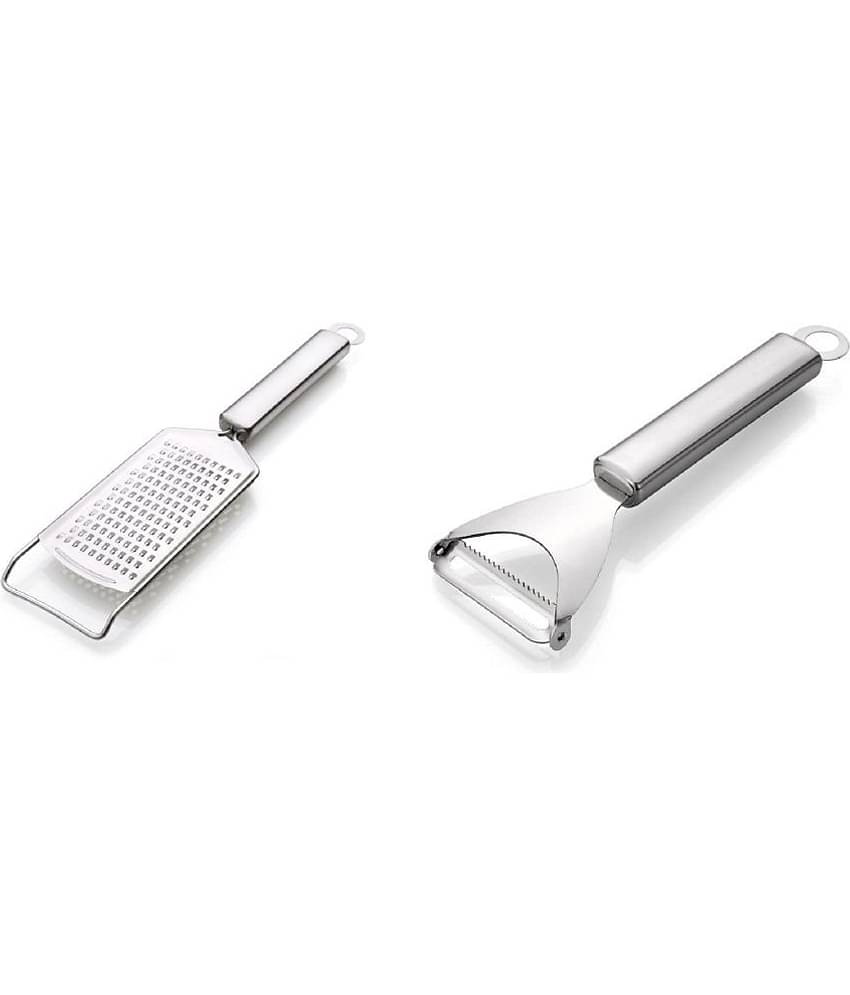 iview kitchenware - Silver Stainless Steel Cheese&Ginger Grater + Vegetable & Fruit Y Peeler ( Set of 2 )