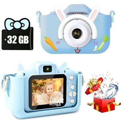 CADDLE & TOES 40 MP Camera for Kids 4-15, 1080P HD 2.0 Inch Screen, 32GB SD Card, Birthday Christmas Gifts (Rabbit Ear Blue) CADDLE & TOES 40 MP Camera for Kids 4-15, 1080P HD 2.0 Inch Screen, 32GB SD Card, Birthday Christmas Gifts (Rabbit Ear Blue) - bl