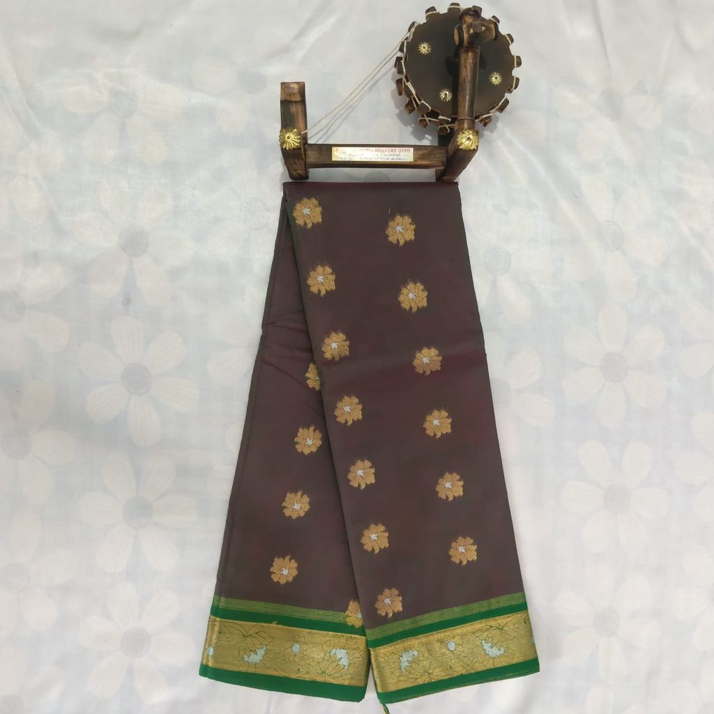 1000 Putta Original Cotton Saree with Blouse - Grey